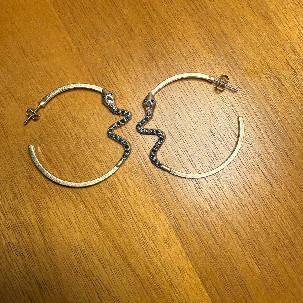 Gold Snake Hoop Earrings